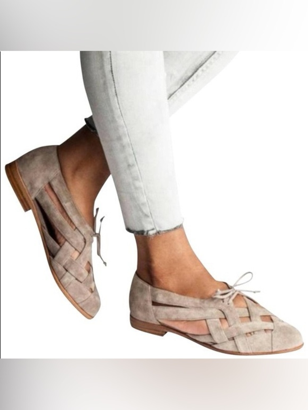 Jeffrey Campbell Canela City Flats Woven Suede Leather Sandals Shoes Size 6.5